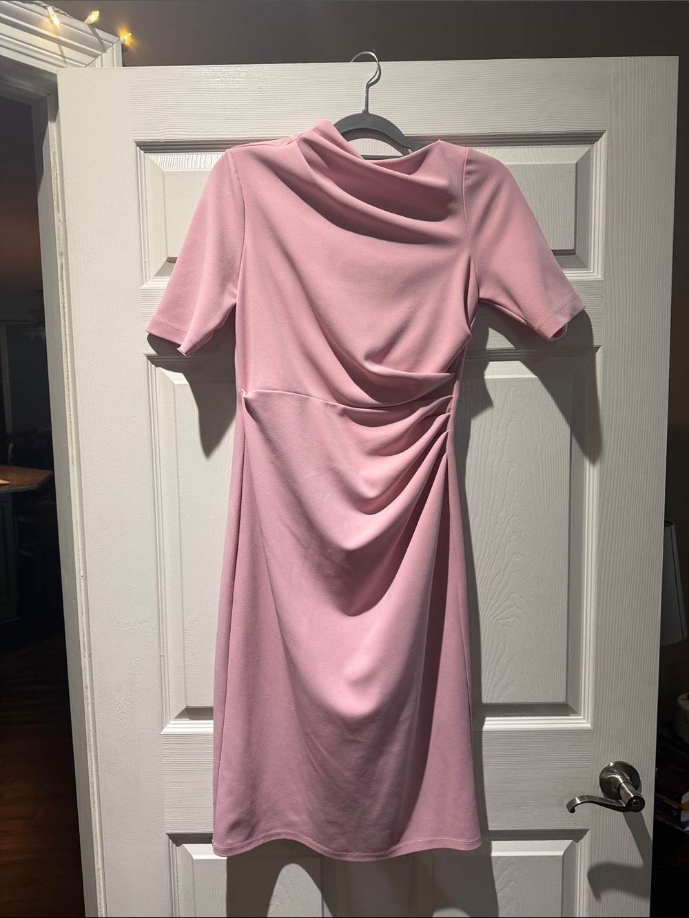 Maggy London Dusty Pink Draped Midi Dress